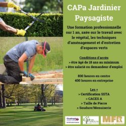 Ouverture de la formation en CAPa Jardinier Paysagiste en septembre 2021